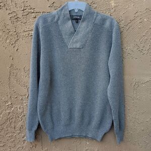 Express Waffle Knit Shawl Collar Long Sleeve Gray Sweater